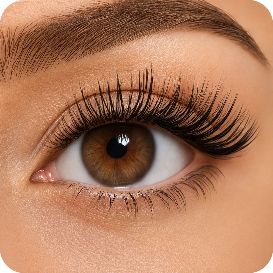Close-up of eyelash extensions